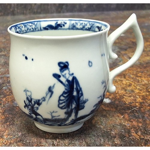 254 - A Worcester Walk in the Garden pattern bell shaped coffee cup,  tau handle, decorated in underglaze ... 