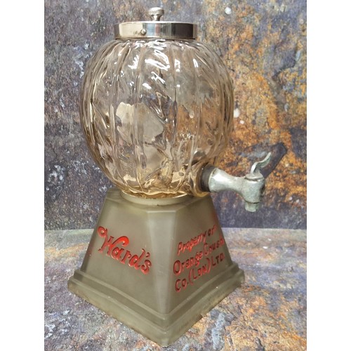 481 - Advertising - Ward's Orange Crush syrup fountain dispenser, clear glass globular container, with chr... 