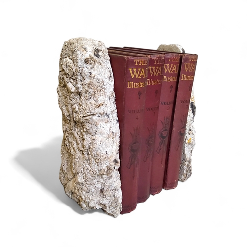 857 - Local Natural History - a pair of Derbyshire limestone bookends, fossil inclusions, 31cm high