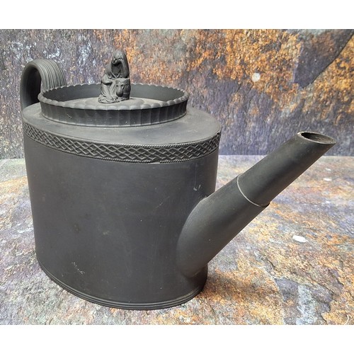 161 - An English basalt teapot and cover, weeping widow final, 16cm high, 19th century