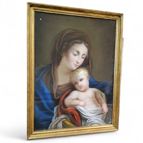 714 - 19th Century French School, Madonna and Child, pastel study, 70cm x 53cm wide