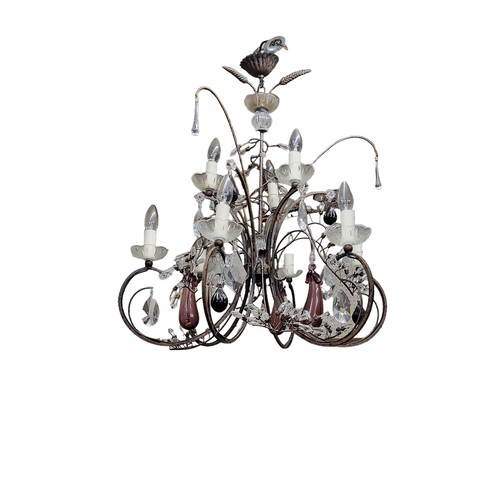 638 - A pair of Murano glass country house chandeliers, wrought iron and glass, early 20th century