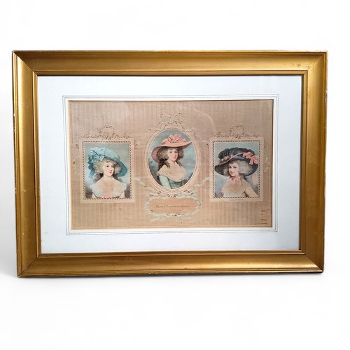 582 - An early 20th century print on silk, 'Three Christmas Roses', 'Lady Pattie, Miss Betty & Cousin ... 