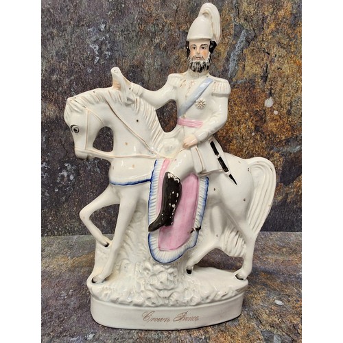 162 - A Staffordshire flatback figure, Crown Prince, picked out in colours, 36cm high, c.1880