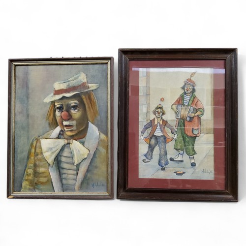 593 - Martin Wieland (20th century) The Entertainers, signed, dated 82, 34cm x 22cm; another, Portrait, 39... 