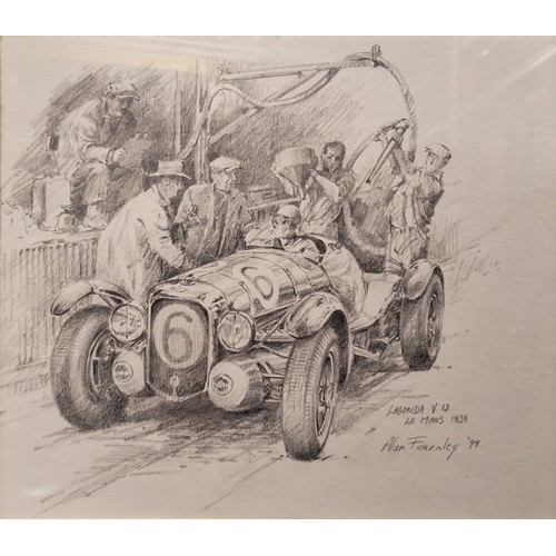 764A - Alan Fearnley (Bn 1942), Lagonda V12 Le Mans 1939, signed, dated 99, pencil on paper, 18cm x 21.5cm,... 