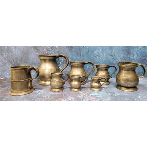 55 - A set of five 19th century pewter baluster Tavern mugs, Pint to Quarter Gill, Gaskell & Chambers... 