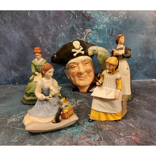 59 - A Royal Doulton character jug, Long John Silver, D6335;   a Franklin Mint figure, Meg from Little Wo... 