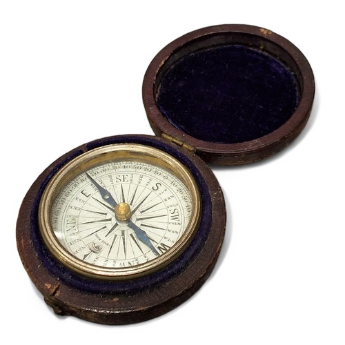 277 - A Victorian James Parkes pocket compass in fitted leather case