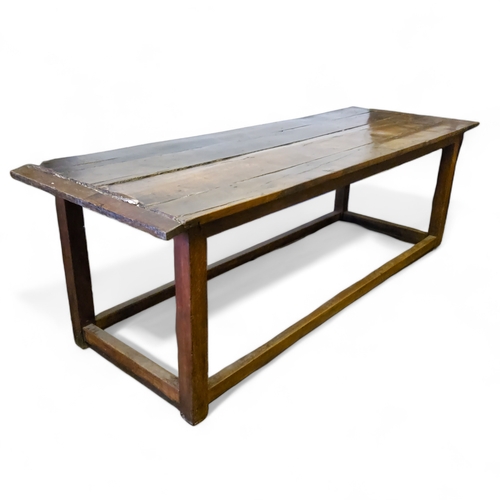 737 - A large 19th century oak four plank refectory table.Please note viewing and collection for this lot ... 