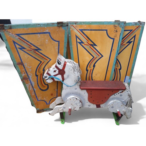 769 - A Fairground carousel horse, painted white, 90cm wide;  four panels conforming