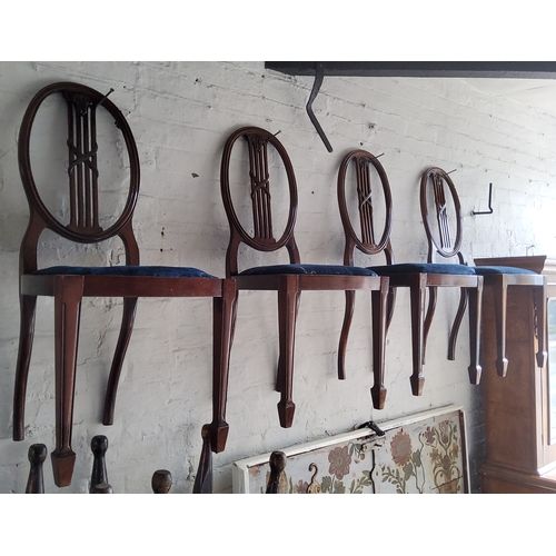 402 - A set of four Hepplewhite Revival dining chairs; another set of four Victorian walnut dining chairs ... 