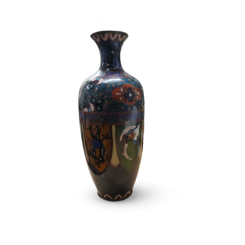 5 - A Japanese cloisonne ovoid vase, inlaid with lappets and stylised flowers, 25cm high, Meiji period