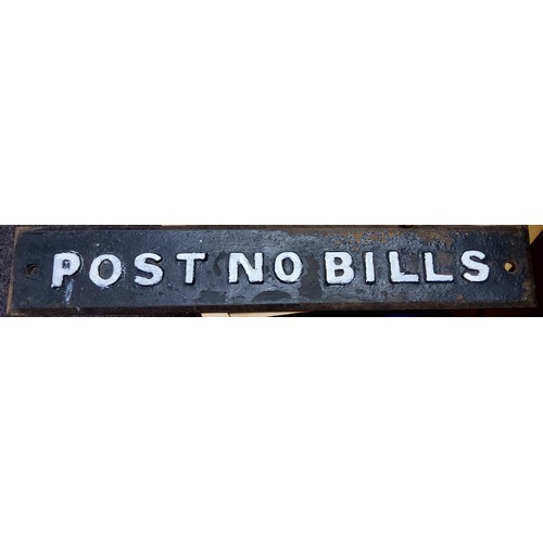 11 - GWR cast iron sign, POST NO BILLS, 7.5cm x 43cm