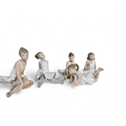 72 - Five Nao by Lladro ballerinas, in various poses