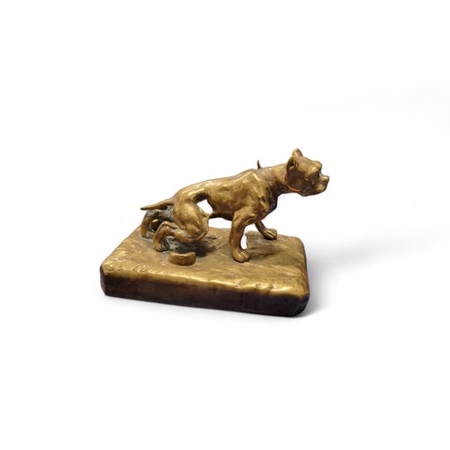 75 - After Alphonse Giroux, early 20th century, a gilt bronze, of a bulldog, canted rectangular base, 10c... 