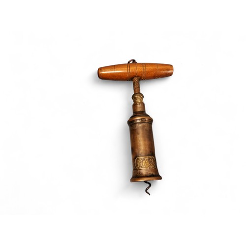 298 - Helixophilia - a 19th century brass Dowler patent Thomason King's screw mechanical corkscrew, turned... 