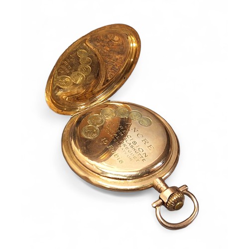 259 - A 14ct gold lever full hunter pocket watch, 15 jewel top winder movement, the balance cock insc... 