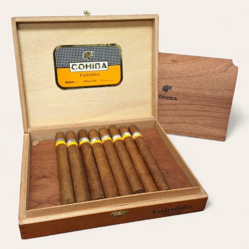 305 - Thirteen Cohiba Esplendidos cigars in wooden hinged box, branded Cohiba Espendidos Habana, Cuba