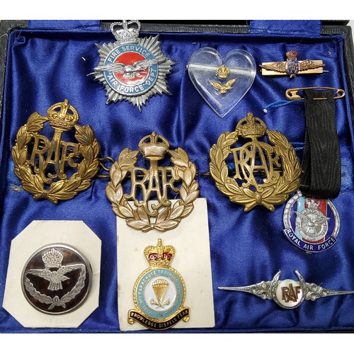 307 - A sterling silver and tortoiseshell RAF sweetheart brooch;   other RAF badges