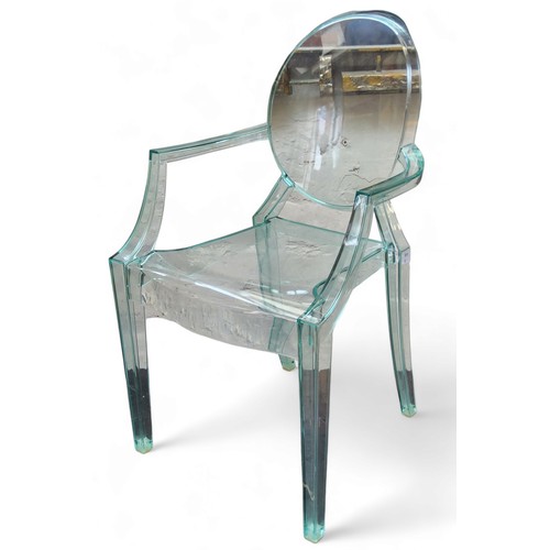 442 - A Lou Lou Ghost childs chair designed by stark for Kartell, 63cm high, 36cm wide, 31cm deep