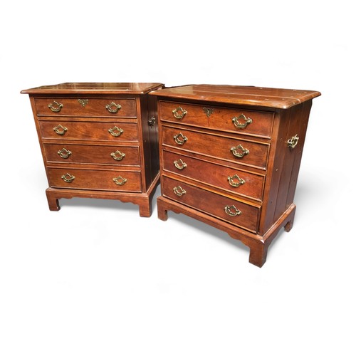 484 - A pair of George III revival bachelors chests of drawers, each holding four long graduated cock bead... 