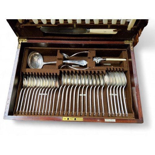 352 - A canteen of Mappin and Webb flatware, comprising soup spoons,  table knives, forks and spoons, dess... 