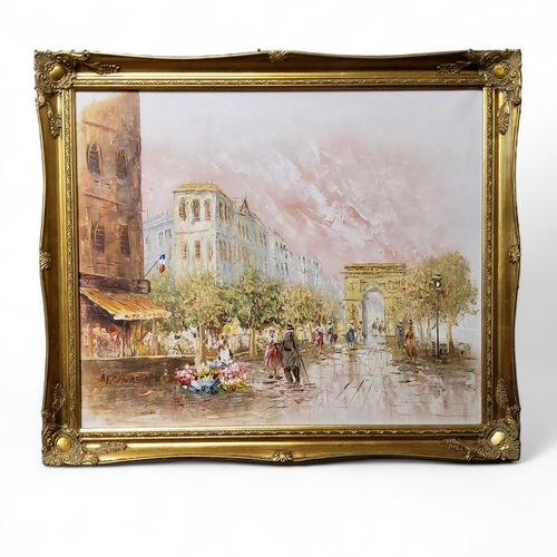 115 - M. Church (Impressionist School), Parisian Scene, oil on canvas, 68cm x 59cm, framed