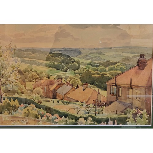 412 - Ernest Denton, Sheffield Artist, 1891 - 1959, Mayfield Valley, signed, watercolour, 24cm x 34cm