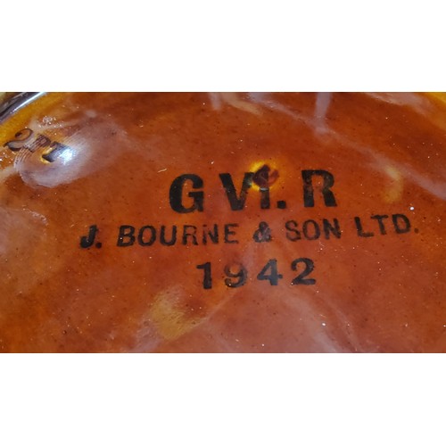 509 - Great Western Railway - a Bourne & Sons Limited stoneware pot, angular handle, ball finial, 24cm... 