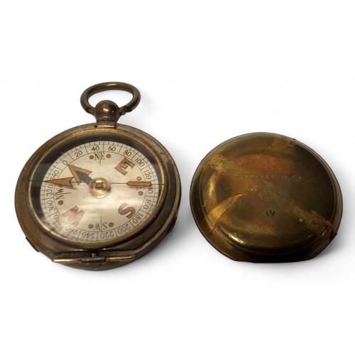 169 - A World War I Terrasse W & Co. officer's compass, no. 65836, dated 1918, military arrow, loose c... 