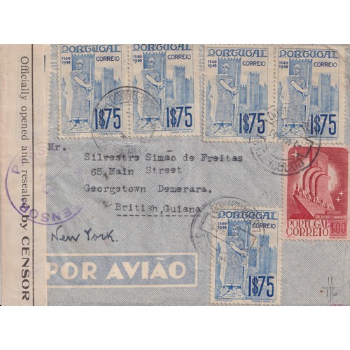 681 - Stamps - 5 covers from Portugal to various destinations from 19th and 20 century and two blocks of 5... 