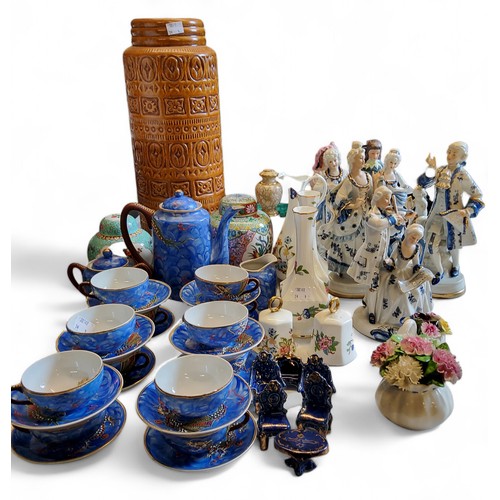 118 - A West German cylindrical vase, 288-41;&nbsp; &nbsp;Japanese eggshell coffee service;&nbsp; &nbsp;Ge... 