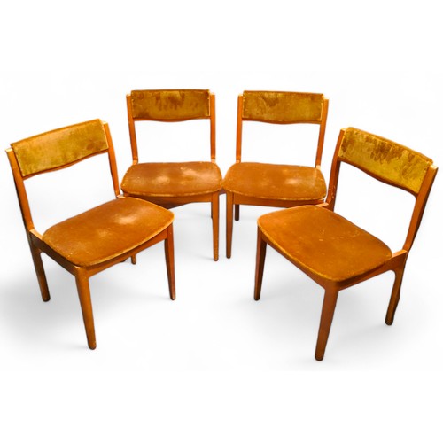 457 - Four mid 20th century teak dining chairs with burnt orange upholstered seats and backrests c.1970