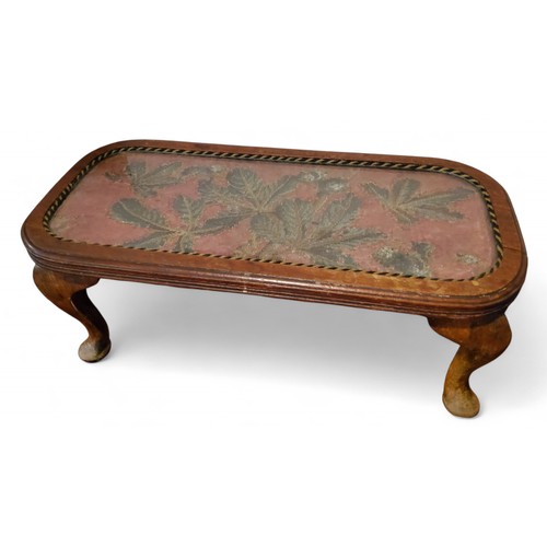 626 - A Victorian mahogany and beadwork table plateau, 62cm long c.1850, later cabriole legs;   ... 