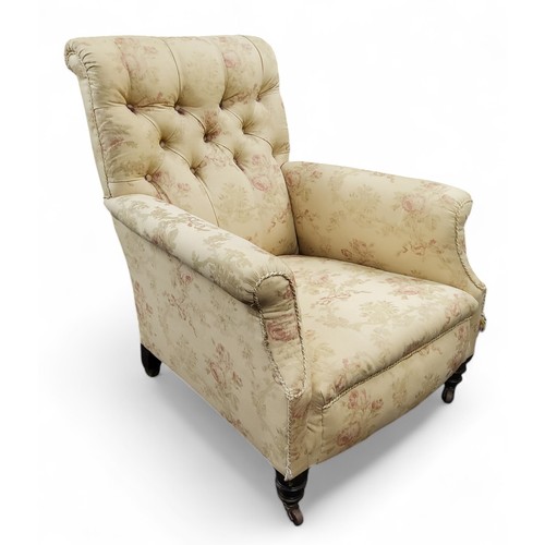 459 - A Victorian side chair, upholstered button back and seat, turned legs, c.1870