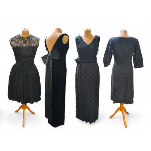 568 - Vintge Fashion - various early/ mid 20th century black dresses including a Joyce Jeffries model even... 