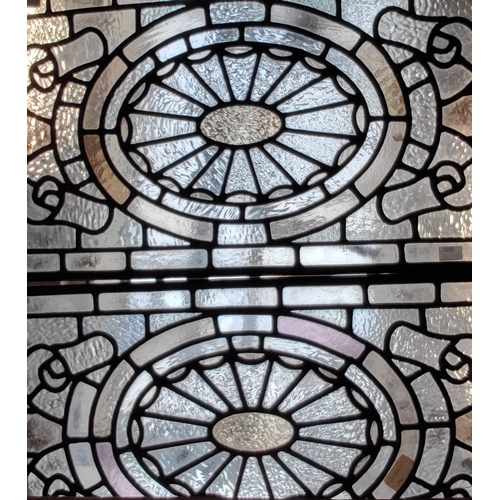 350 - Architectural Salvage - a pair of 19th century stained glass panels in the Empire taste, 35cm x 64cm