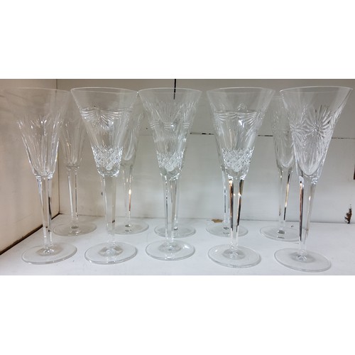 1 - A pair of tall Waterford Crystal Millennium fluted champagne glasses;  others, various patterns... 