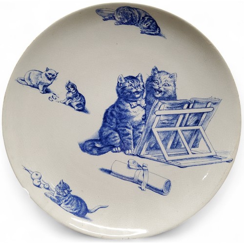 118 - A late Victorian Minton charger, decorated with Louis Wain type transfer printed anthromorphic cats,... 