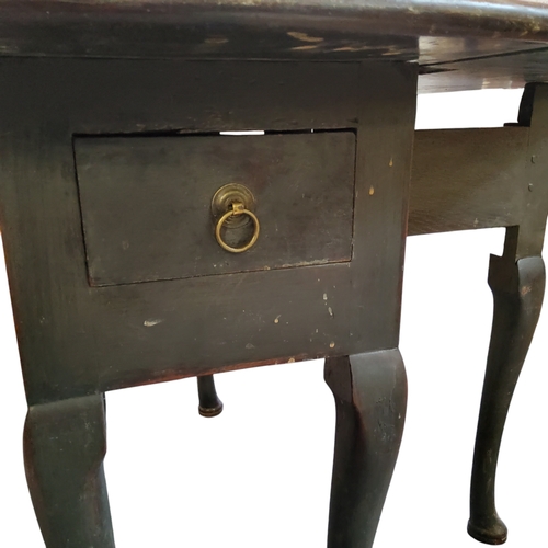 385 - A George III painted mahogany oval drop leaf gateleg table, small drawer to frieze, cabriole legs, F... 