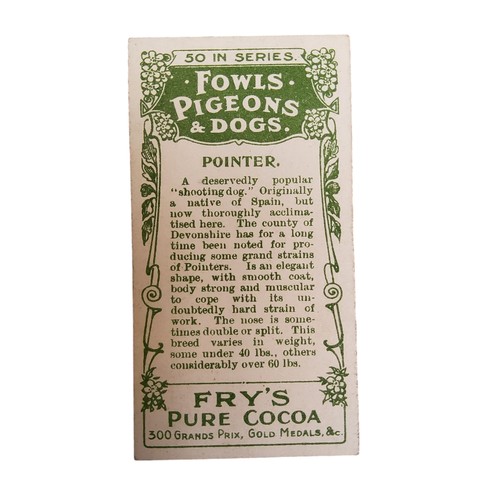 243 - Trading Cards - Advertisement - a complete set Fry's chocolate confectionery trading cards 'Fowls Pi... 