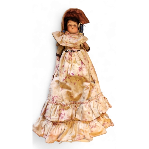 735 - A Wiefel & Co bisque doll, open mouth, classical dress, hands missing