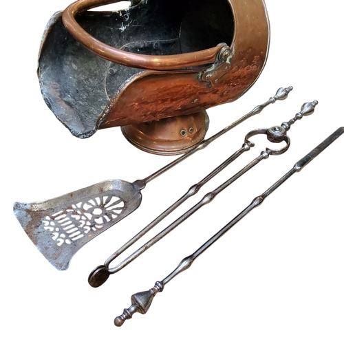 413 - A set of George III polished steel fire irons including pierced shovel, tongs and poker, each finely... 