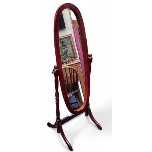 655 - A contemporary cheval mirror, 153cm tall