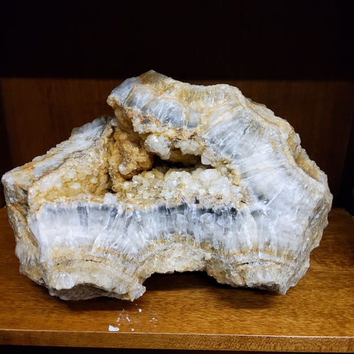 307 - Derbyshire Mineralogy - two large banded calcite boulders