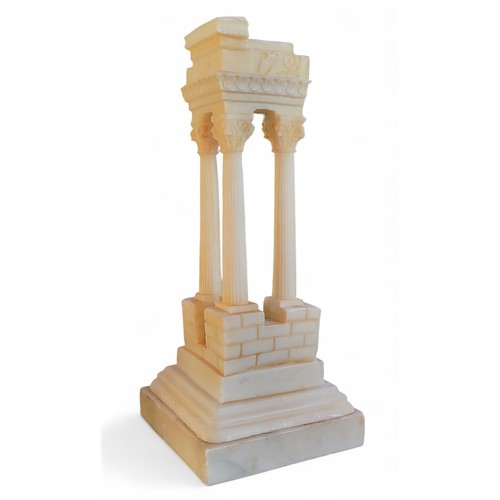 693 - A Grand Tour style souvenir model, of the Temple of Vespasian, Rome, as three Corinthian columns, on... 