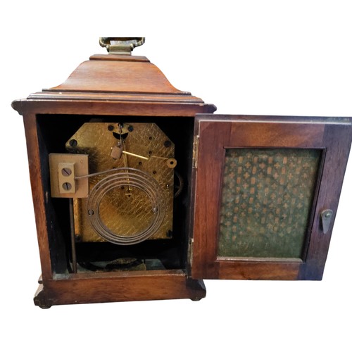 427 - An 18th century style walnut bracket clock, the 10cm dial with silvered chapter ring, Roman numerals... 