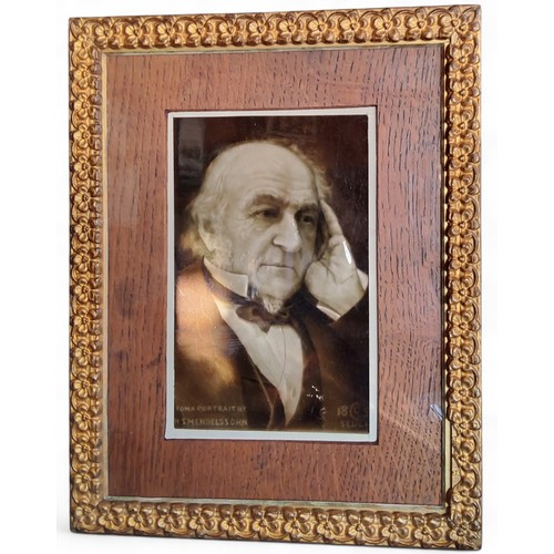 386 - A Sherwin and Cotton plaque, of William Gladstone, from a portrait by S Mendelssohn, inscribed verso... 