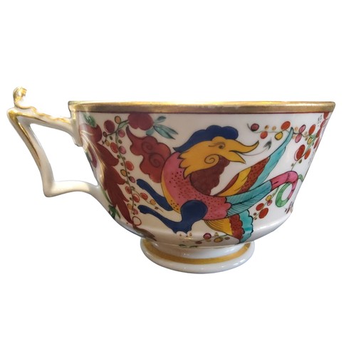 127 - A rare Barr Flight & Barr Worcester teacup and saucer painted with a mythical beasts, in the Kak... 